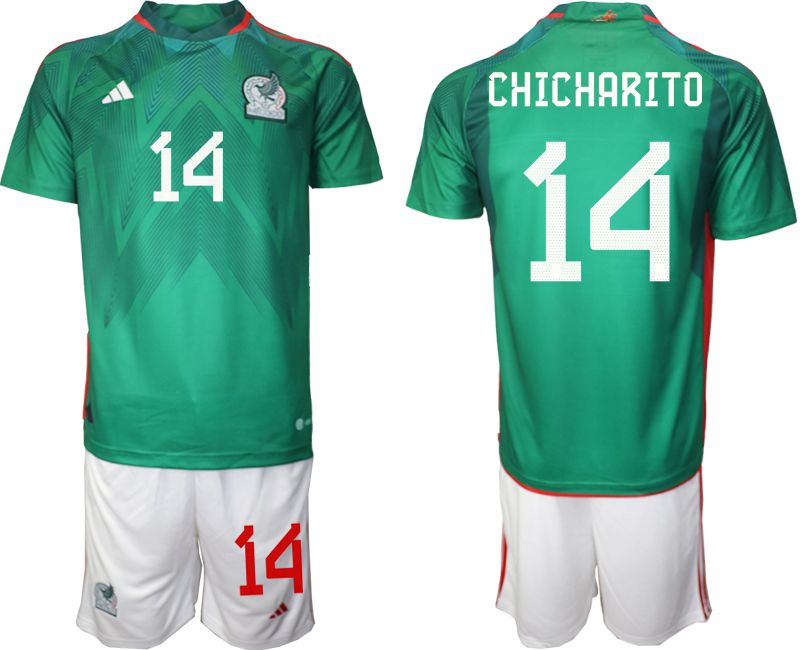 Men 2022 World Cup National Team Mexico home green #14 Soccer Jerseys->mexico jersey->Soccer Country Jersey